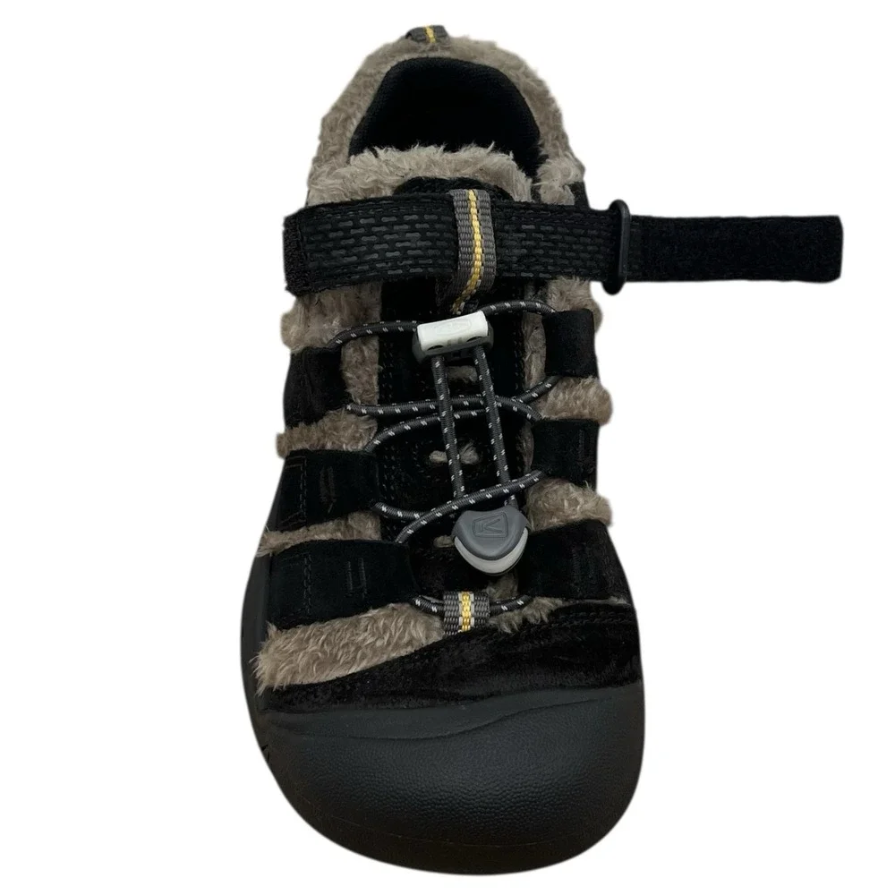 KEEN Youth Big Boys Girls Newport Suede Cozy Shoes Size 1 Black Slip-on Bungee